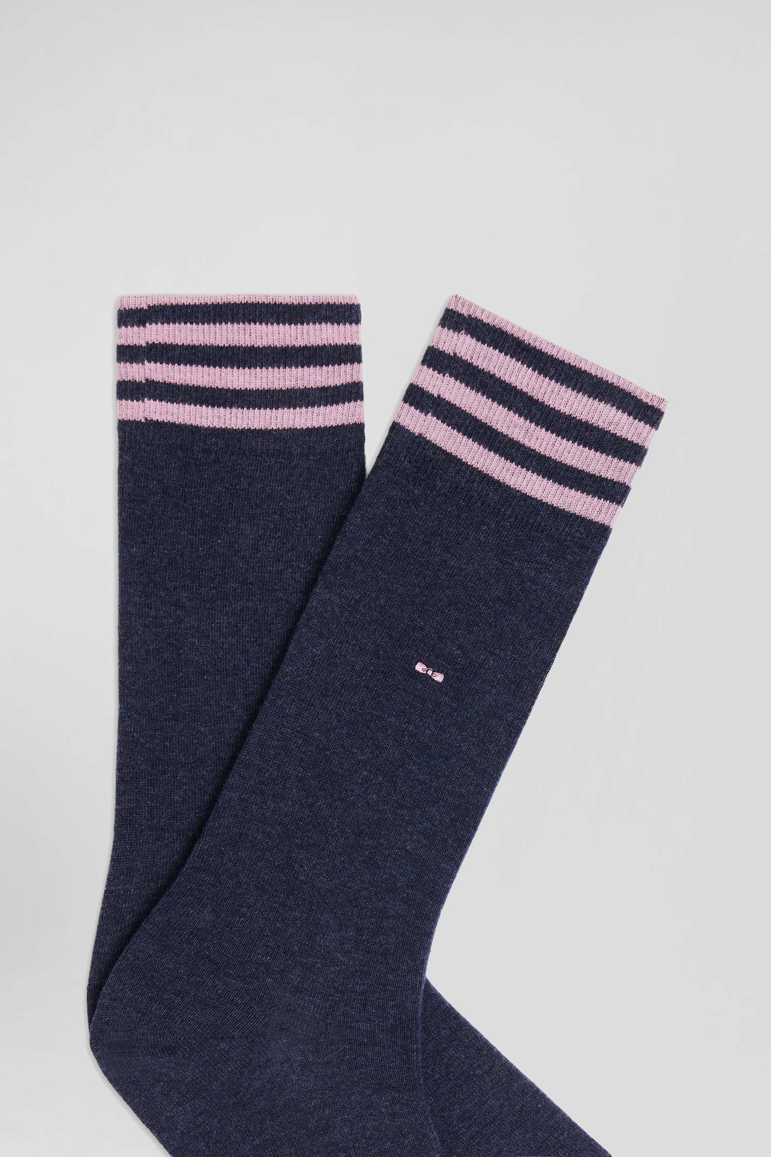 Blue socks with striped details in stretch cotton