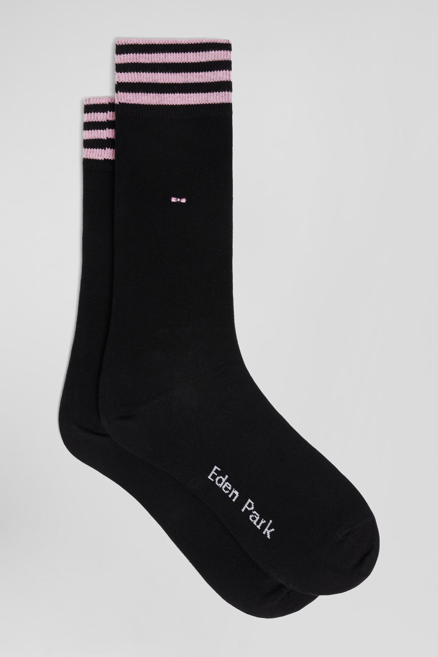 Black socks with striped details in stretch cotton