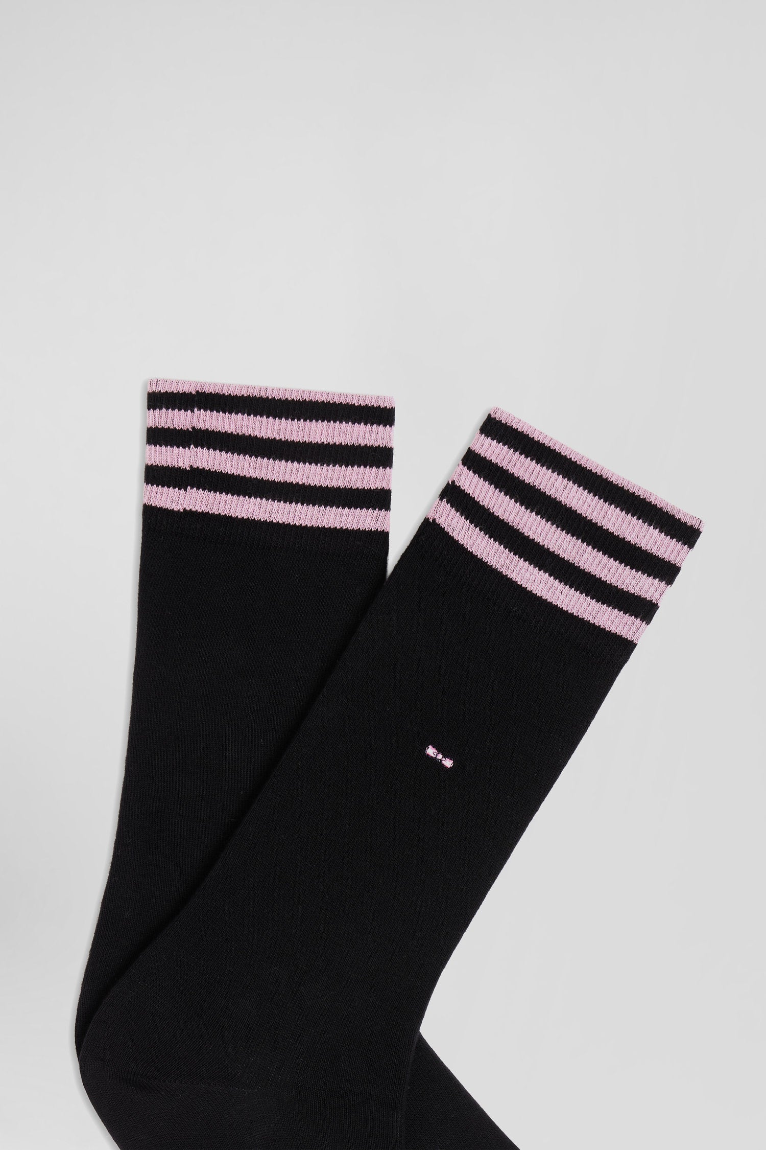 Black socks with striped details in stretch cotton