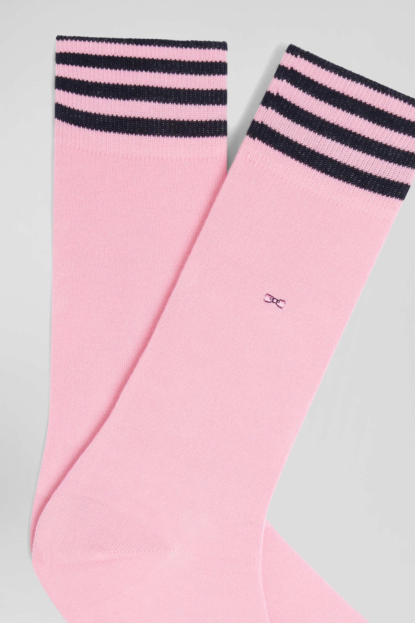 Pink socks with striped details in stretch cotton