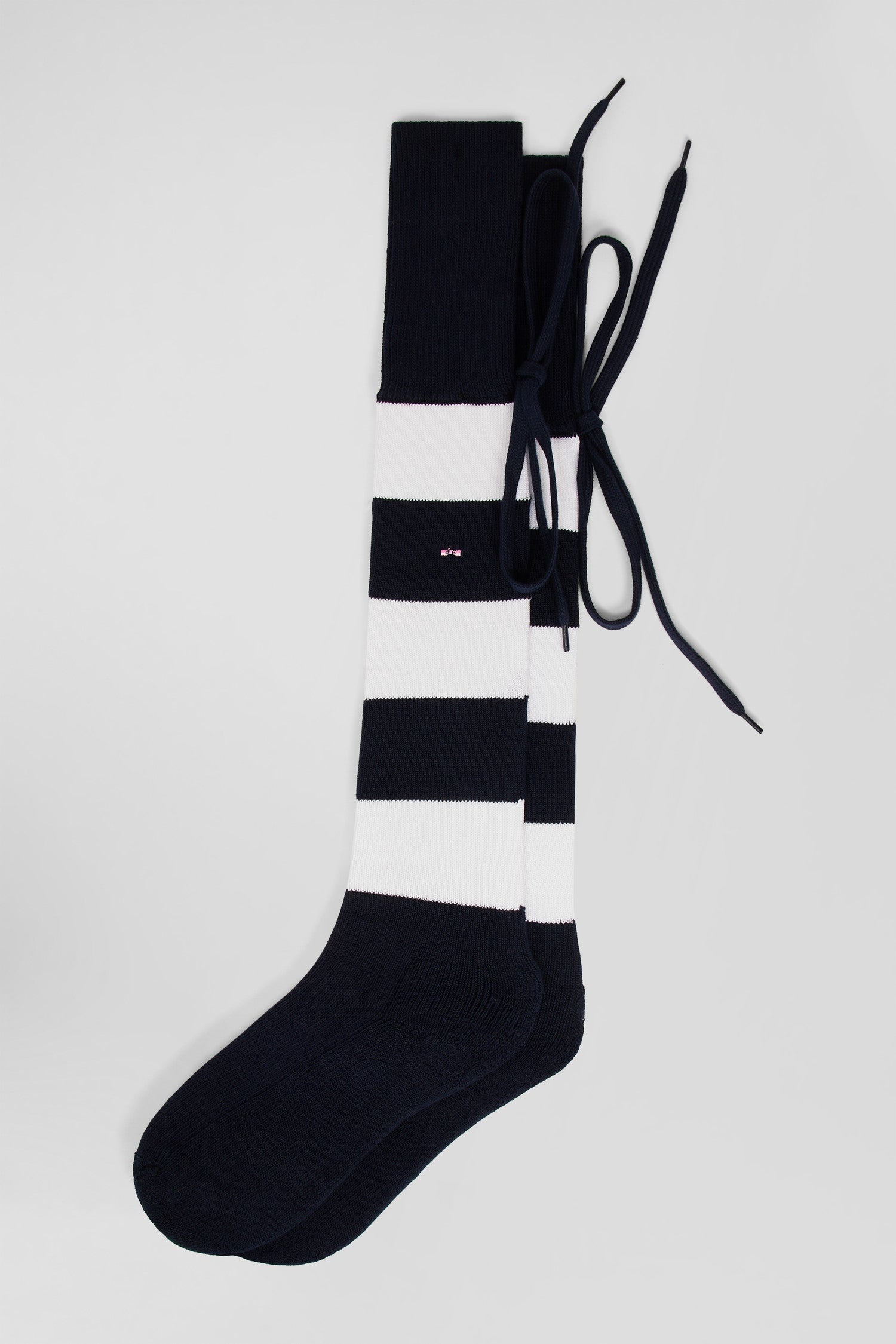 White stretch cotton rugby socks with stripes