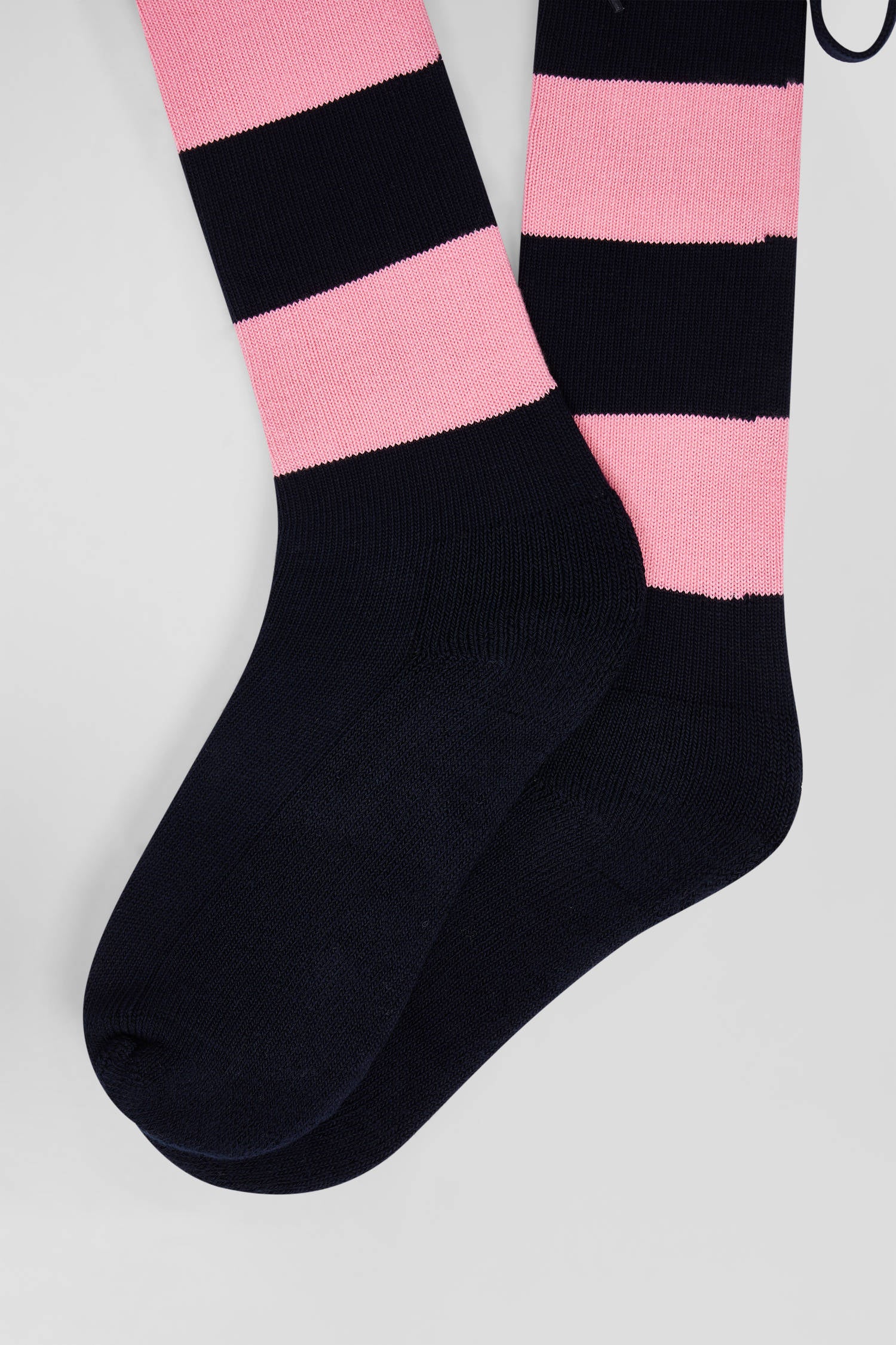 Navy blue striped stretch cotton rugby socks