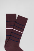 Burgundy striped stretch cotton socks