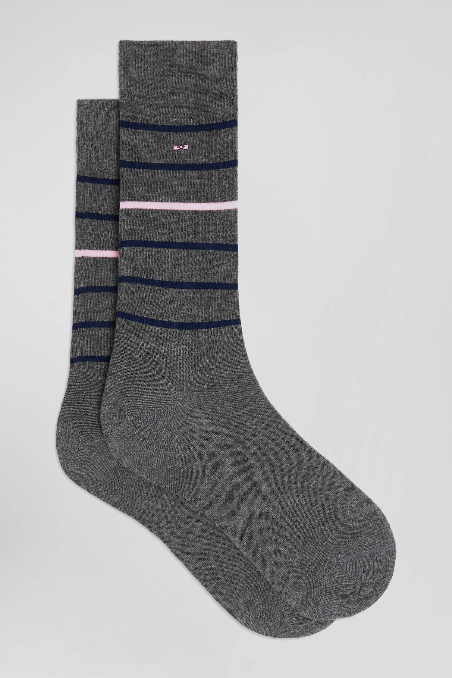 Grey striped stretch cotton socks