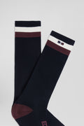 Navy blue striped stretch cotton socks