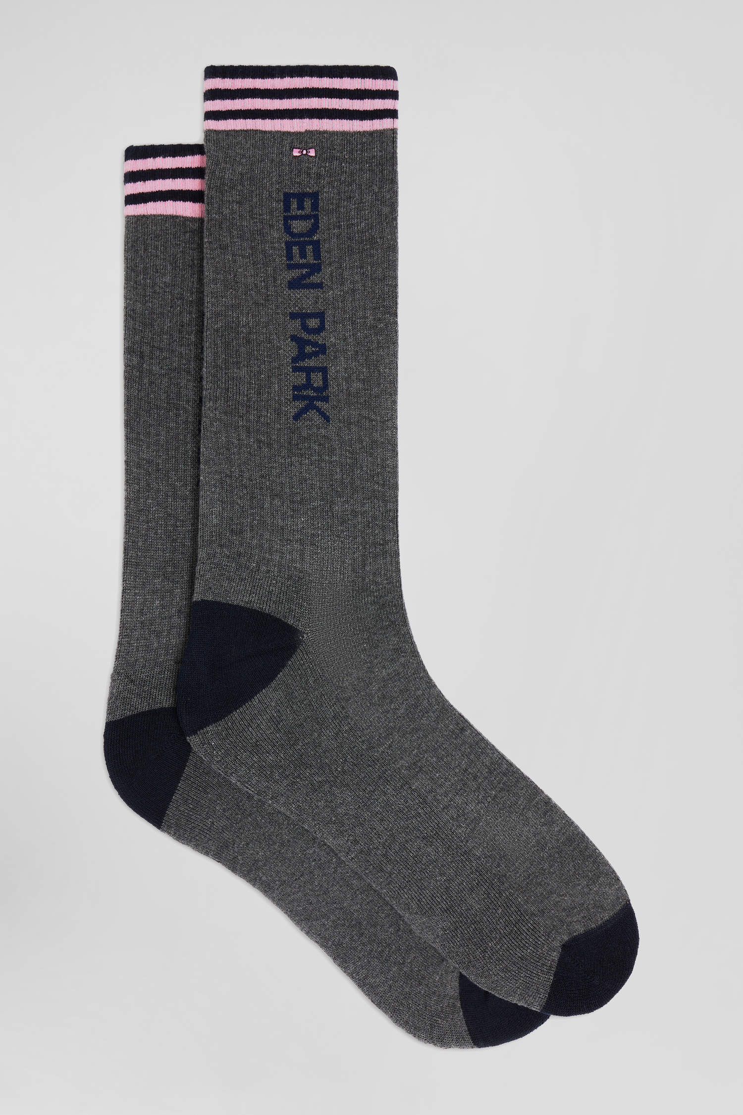 Eden Park grey stretch cotton socks with striped edges