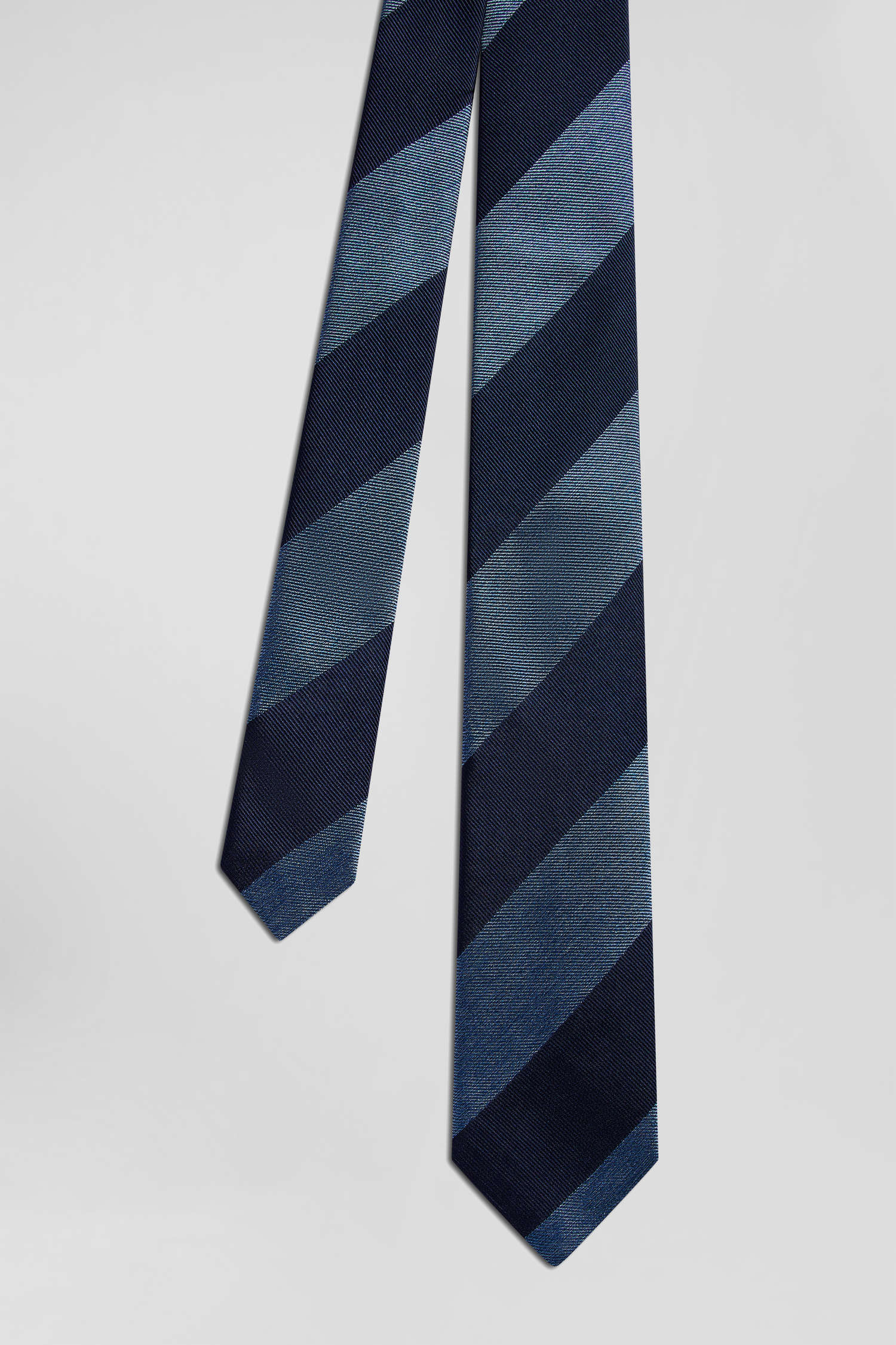 Sky blue silk tie with large stripes