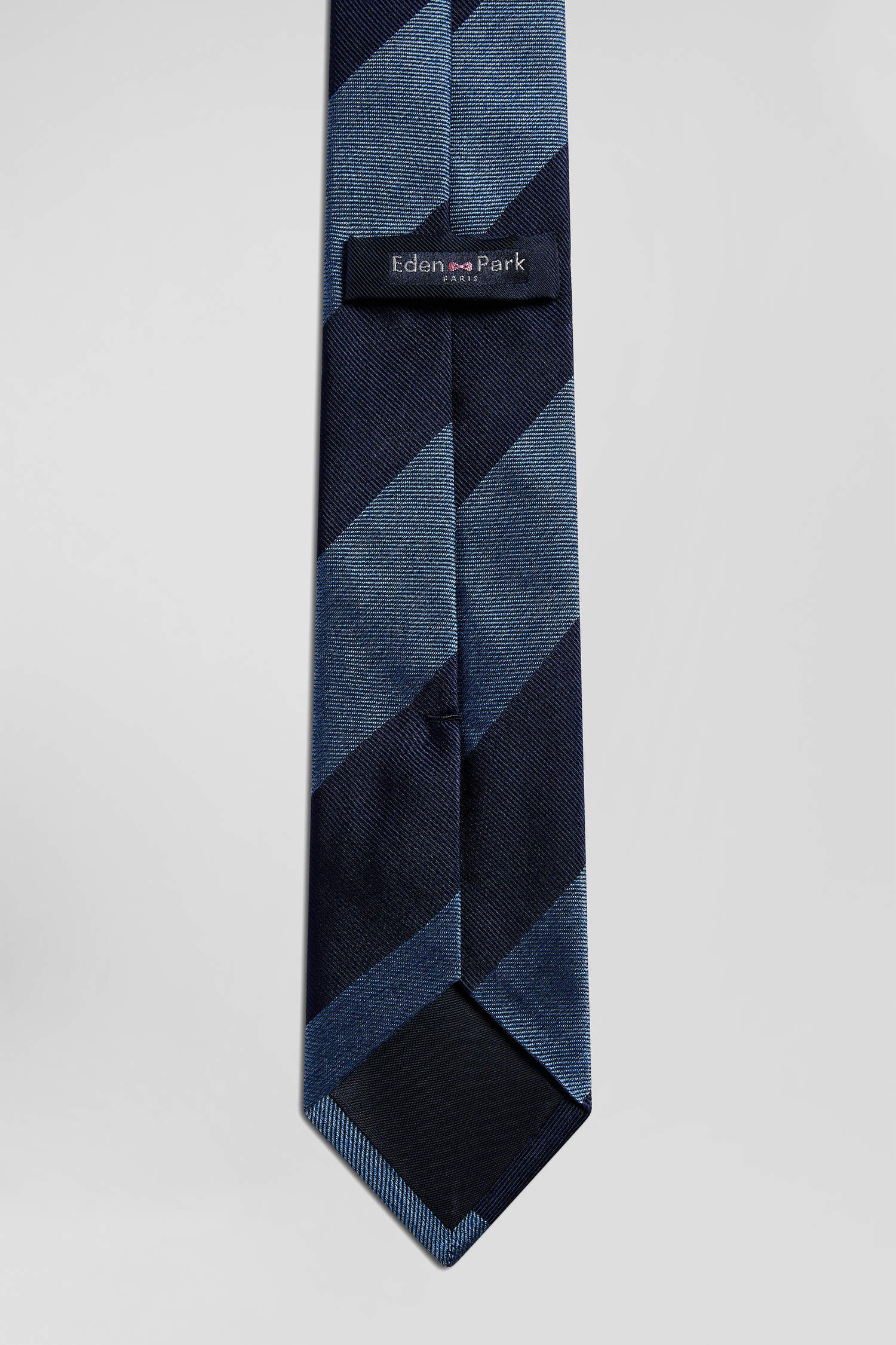 Sky blue silk tie with large stripes