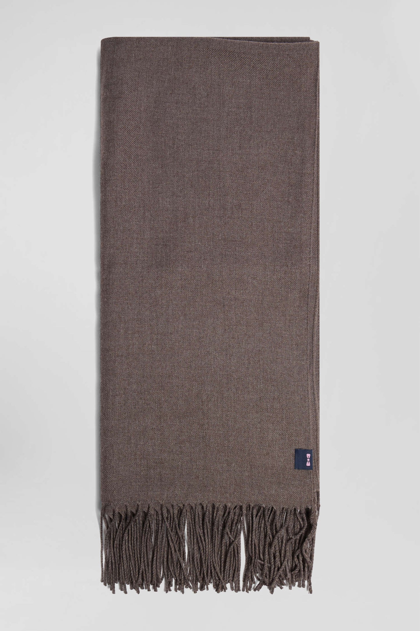 Brown fringed plain scarf