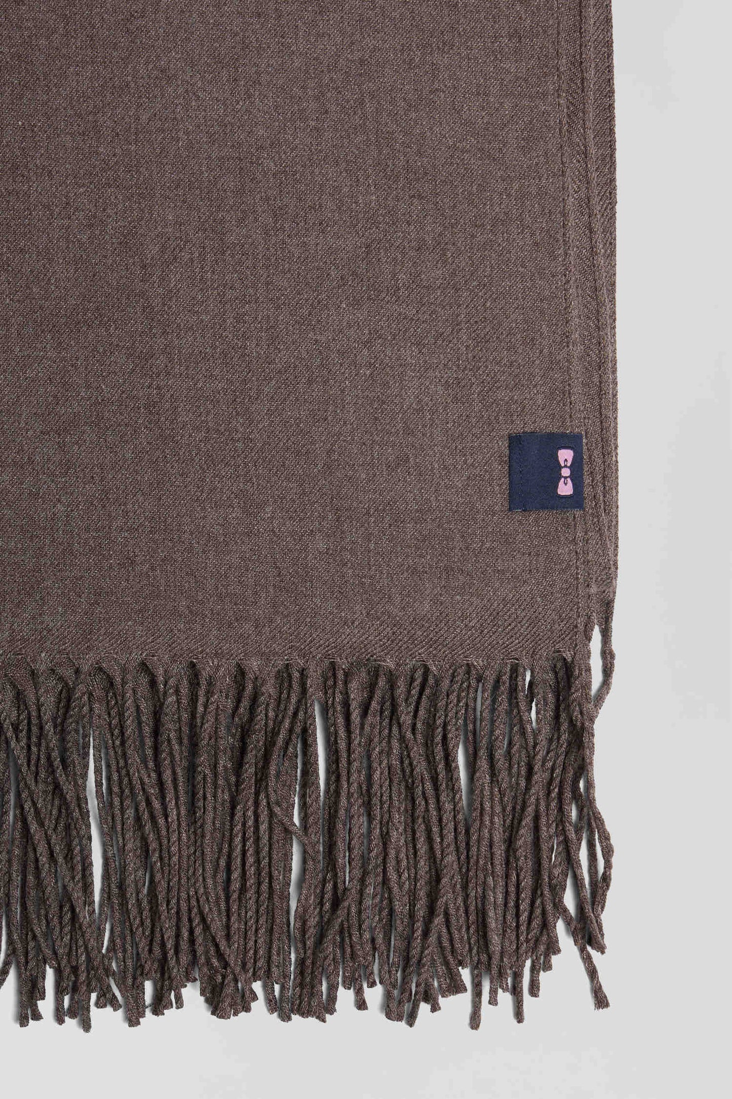 Brown fringed plain scarf