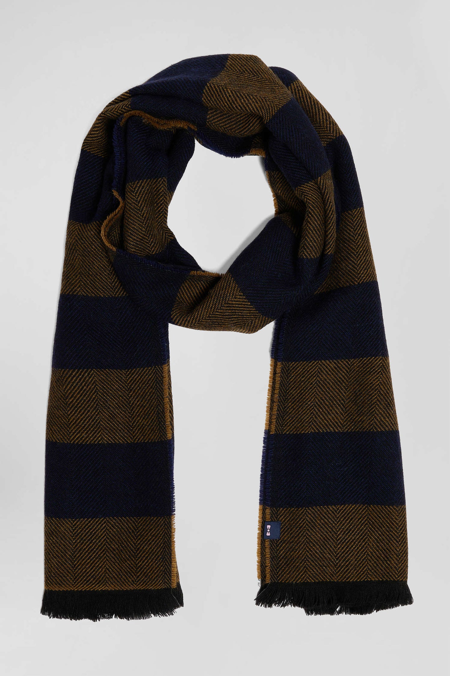 Camel striped mixed wool large scarf