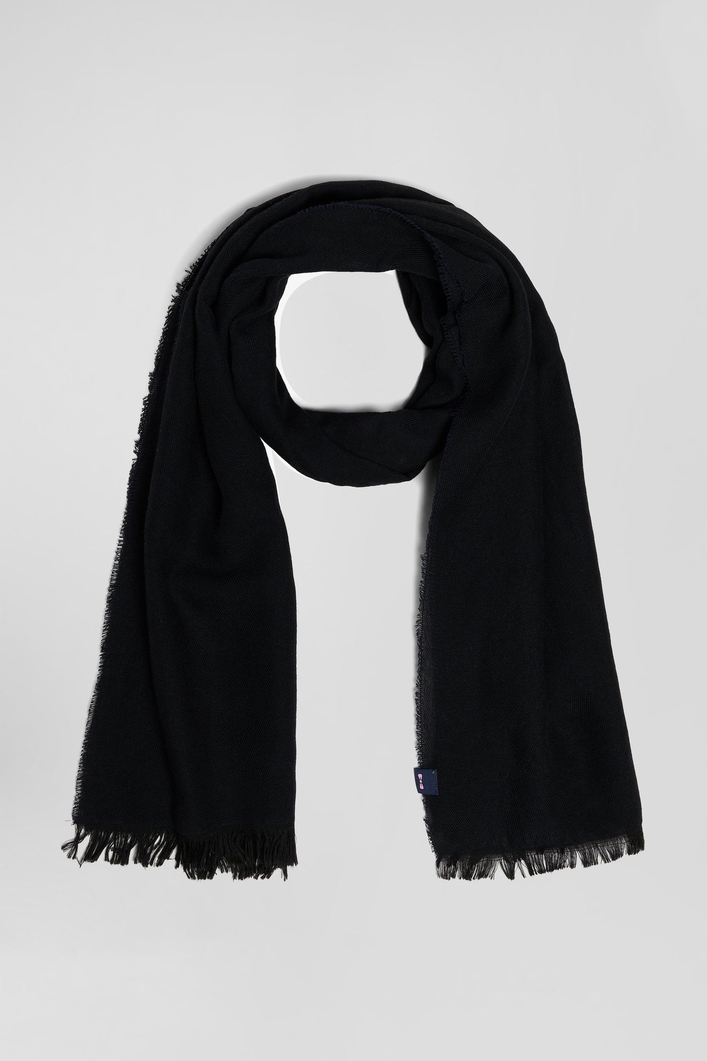 Mottled navy blue mixed cotton scarf