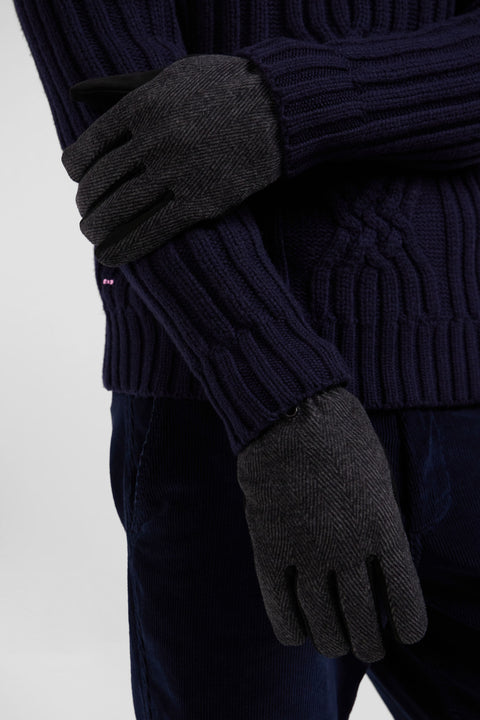 Men's black leather gloves - Image 2