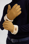 Camel shearling leather gloves