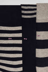 Set of 3 pairs of striped grey stretch cotton socks