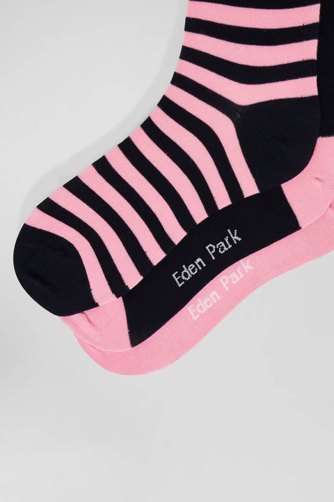 Set of 3 pairs of striped pink stretch cotton socks - Image 3