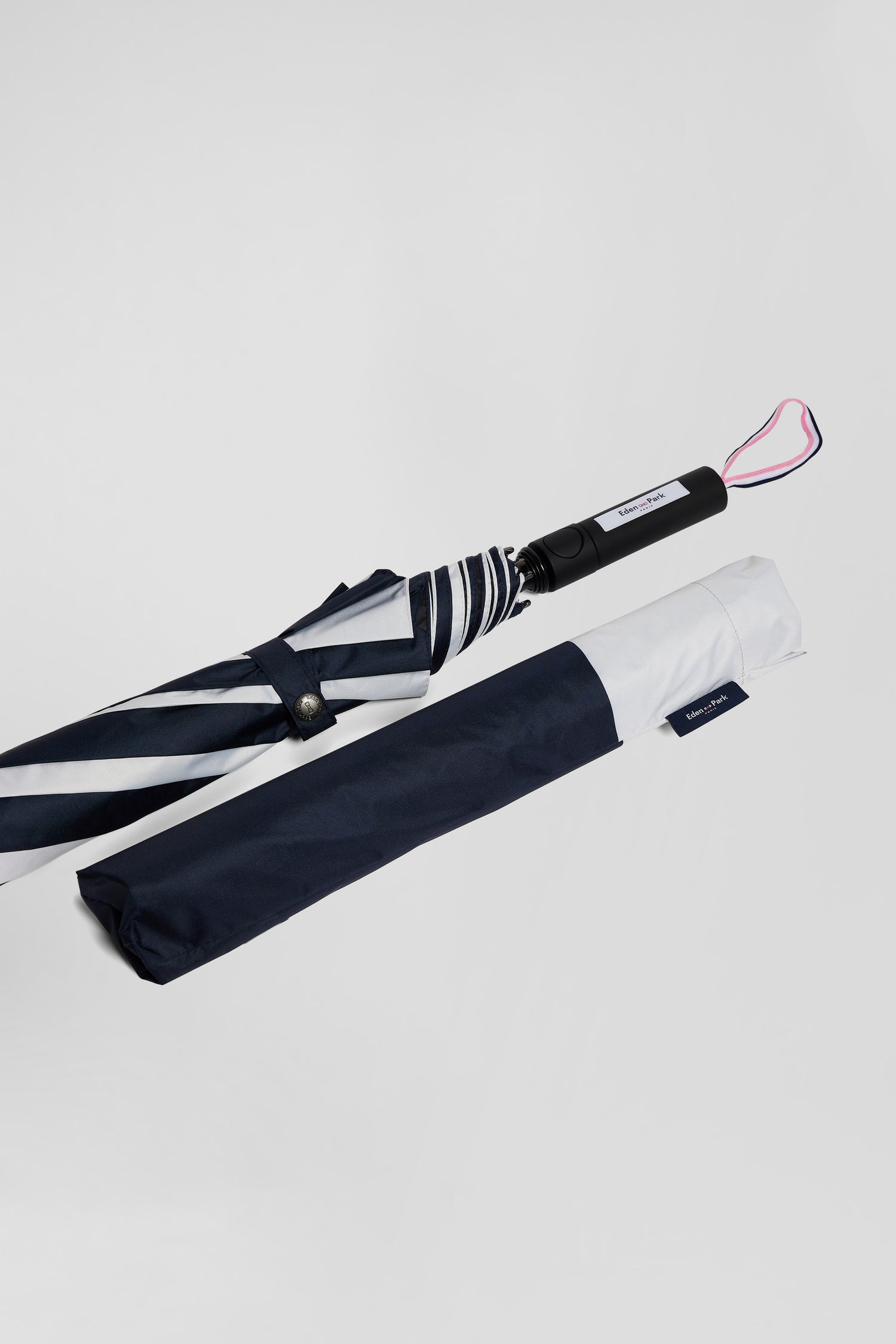 Navy blue striped umbrella