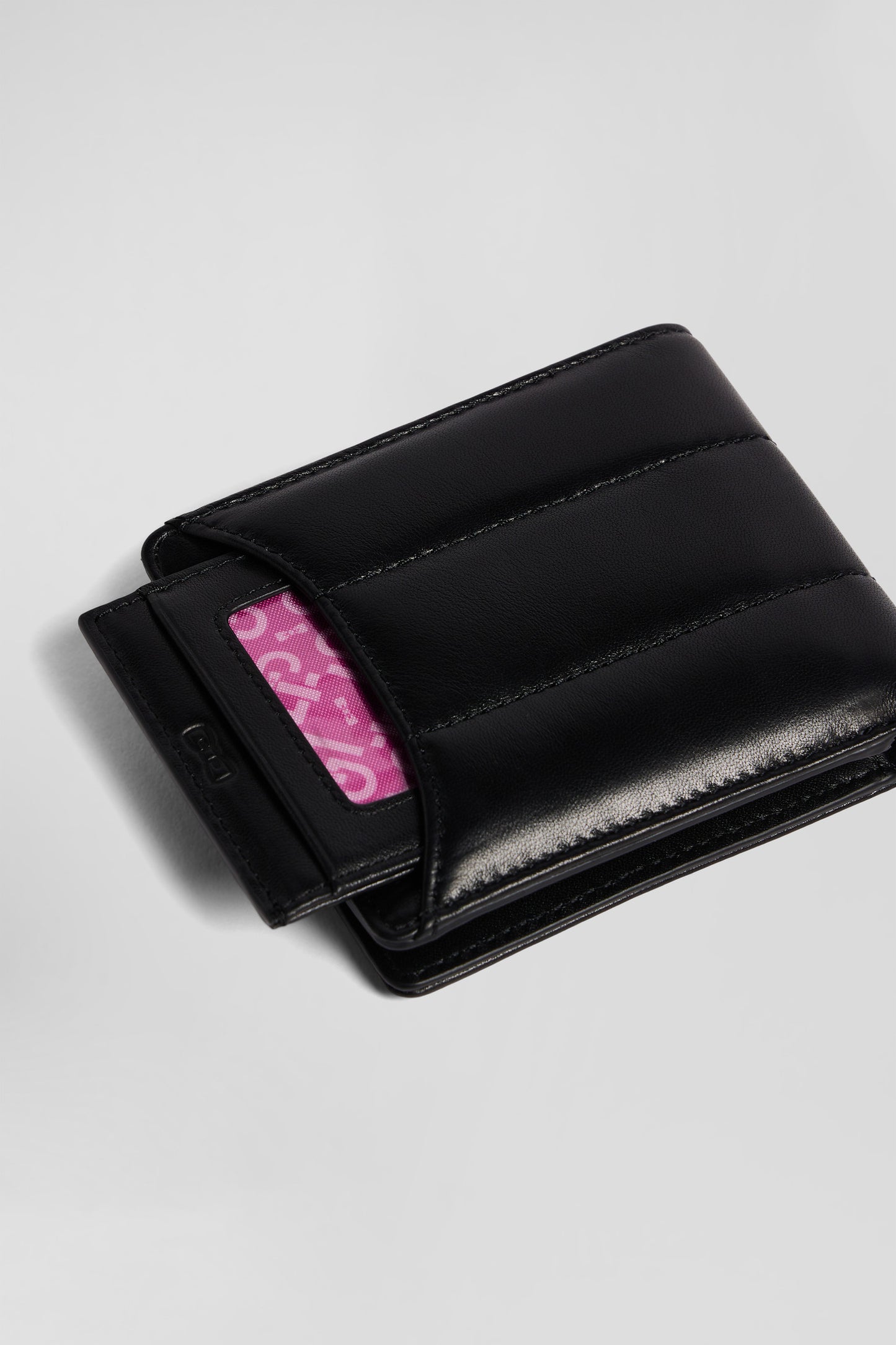 Black quilted leather card holder