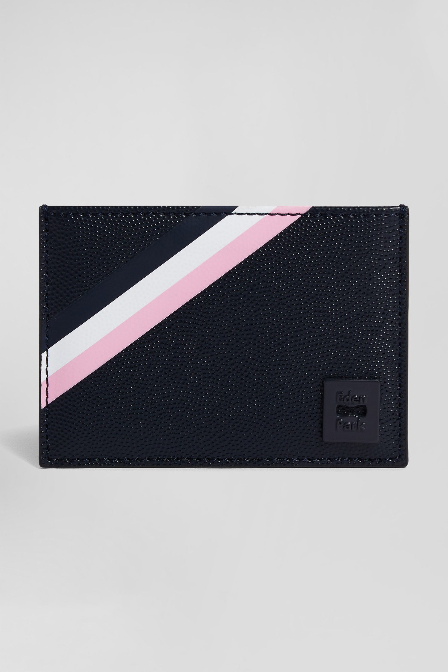 Navy blue Italian card holder with tricolour detail