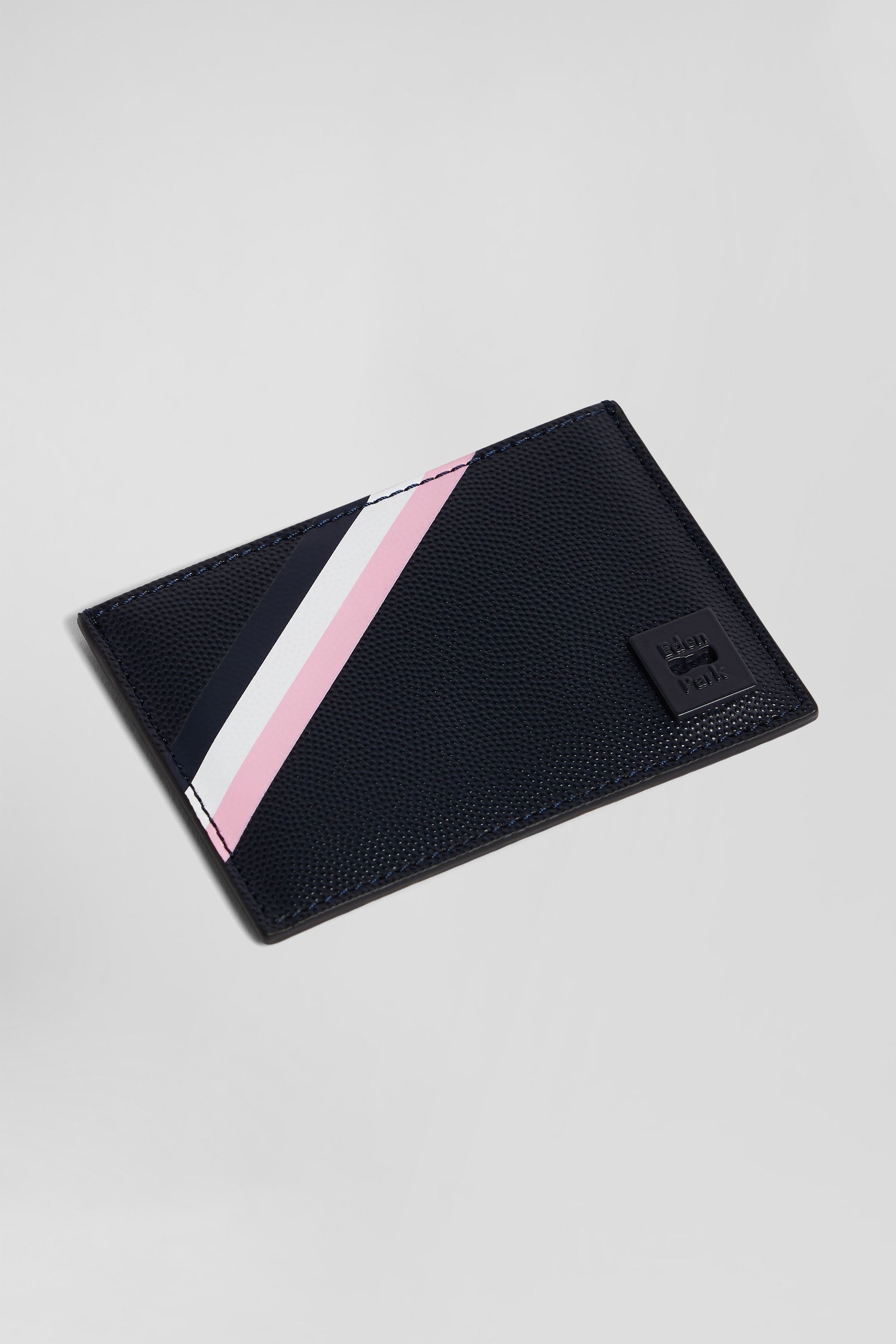 Navy blue Italian card holder with tricolour detail