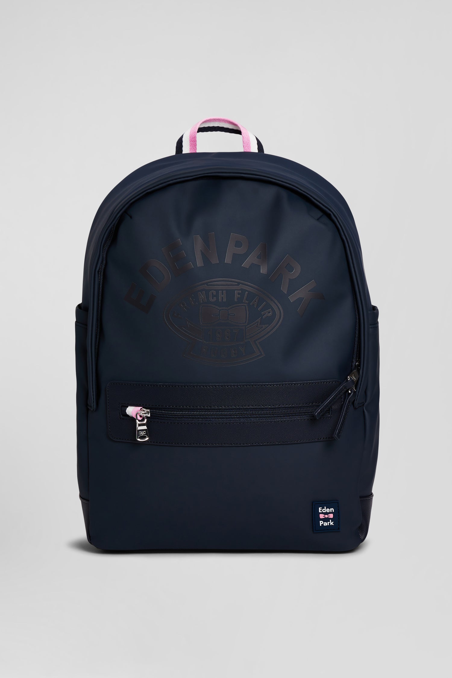 Navy blue backpack with Eden Park rugby screen-print