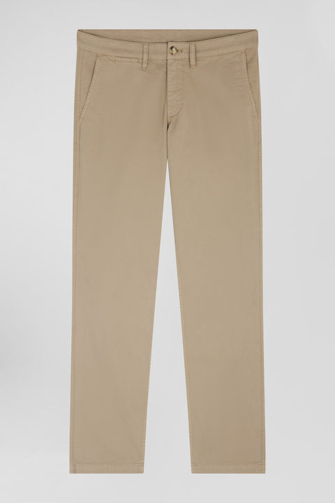 Regular beige chino trousers in stretch cotton gabardine - Image 2