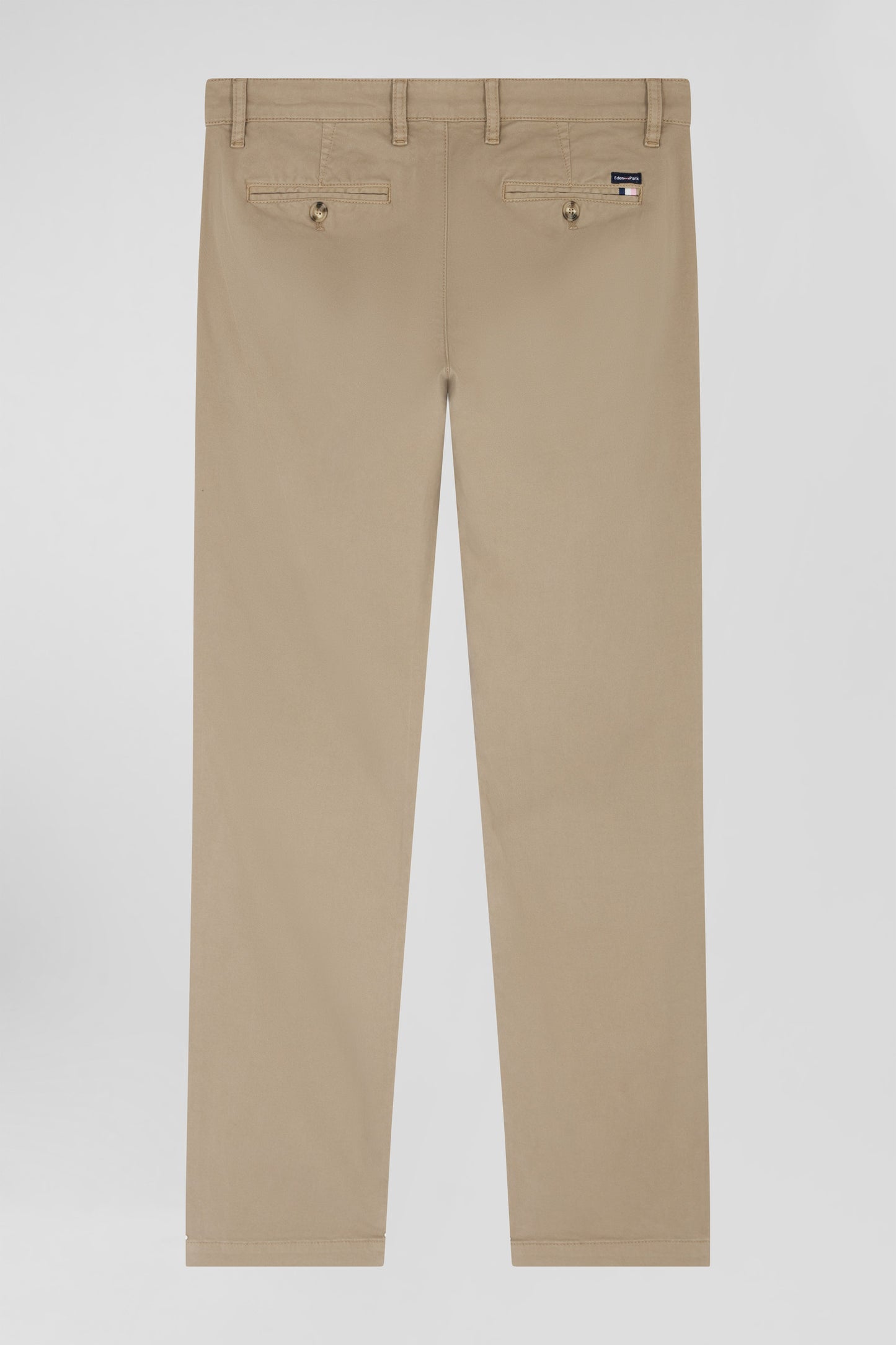 Regular beige chino trousers in stretch cotton gabardine