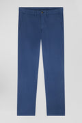 Regular blue chino trousers in stretch cotton gabardine