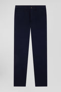 Regular navy blue chino trousers in stretch cotton gabardine