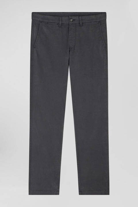 Regular anthracite grey chino trousers in stretch cotton gabardine - Image 2