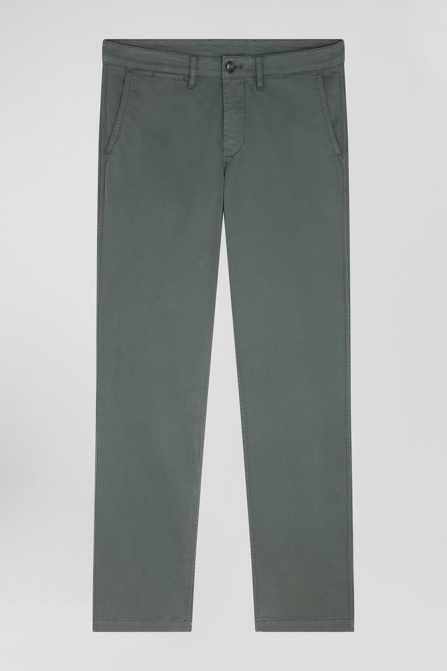 Regular grey chino trousers in stretch cotton gabardine