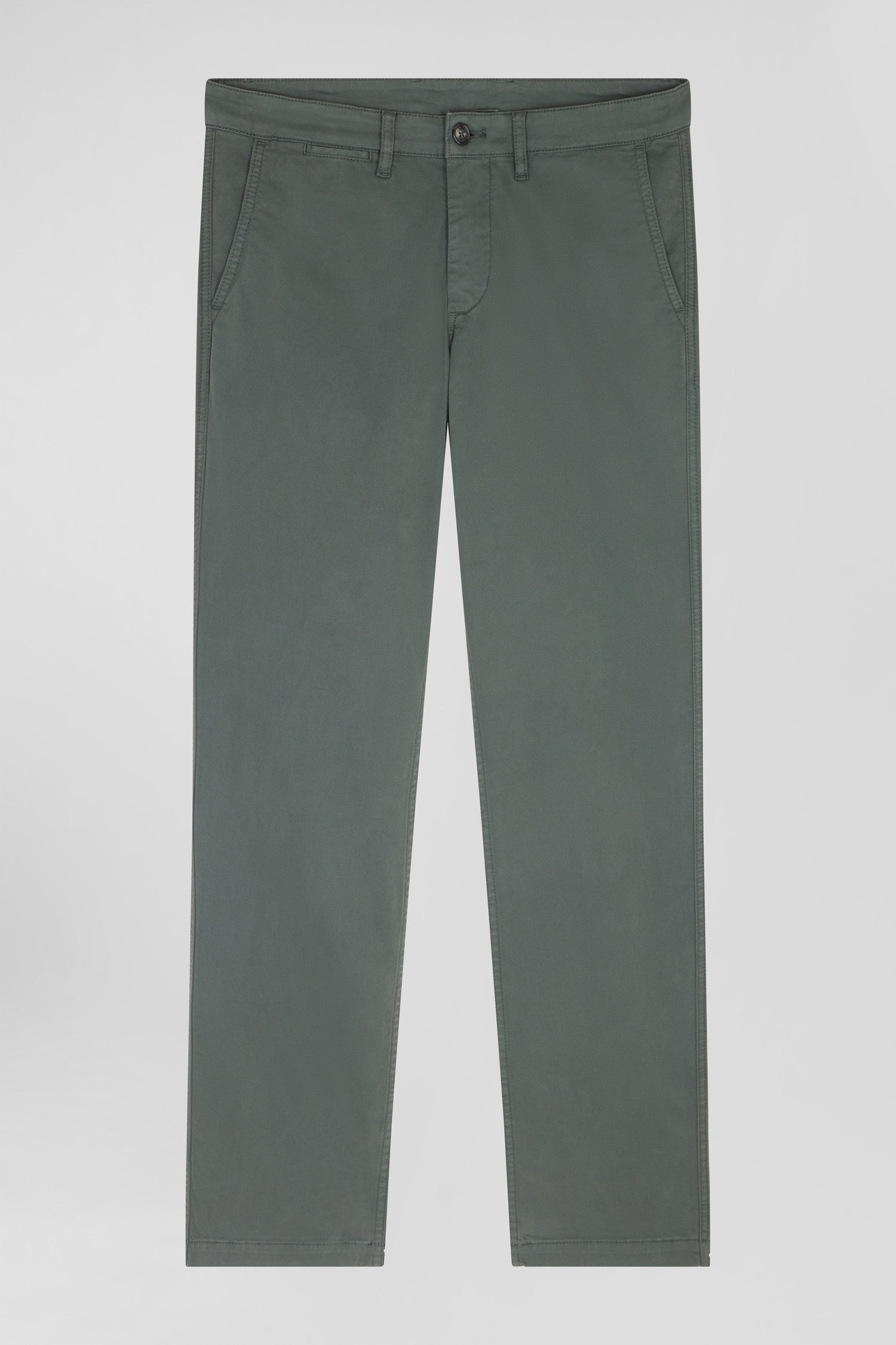 Regular grey chino trousers in stretch cotton gabardine