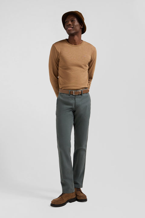 Regular grey chino trousers in stretch cotton gabardine - Image 3