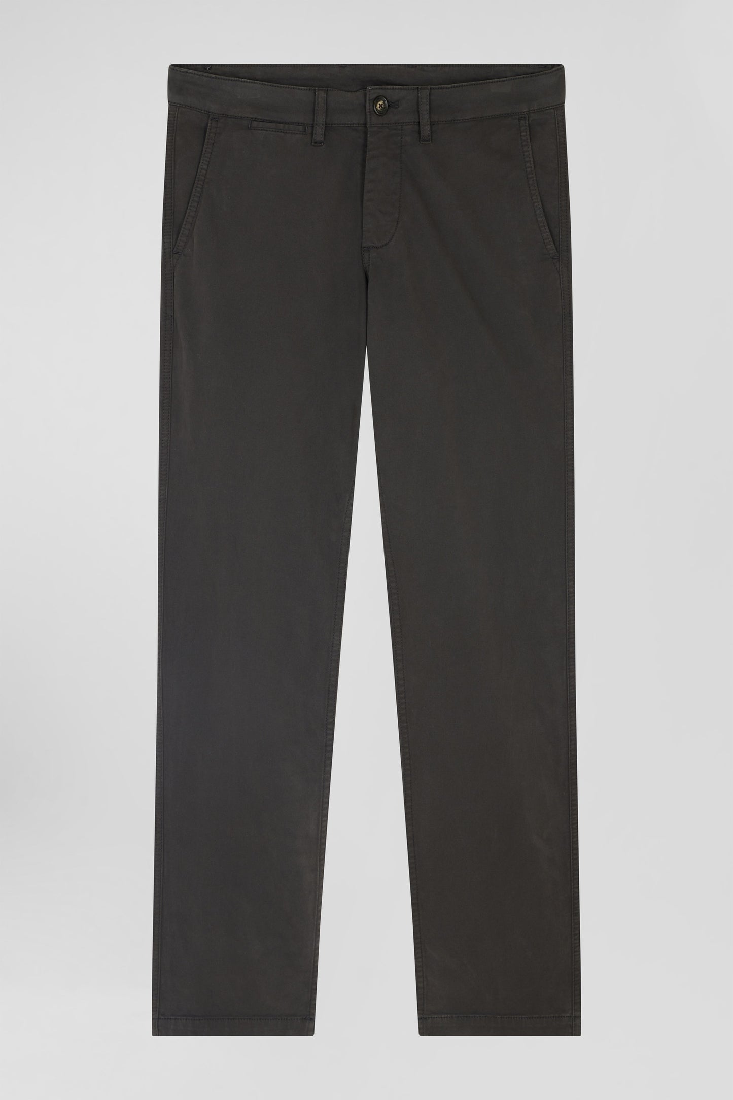 Regular black chino trousers in stretch cotton gabardine