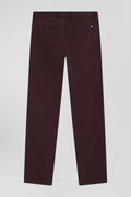 Regular burgundy chino trousers in stretch cotton gabardine