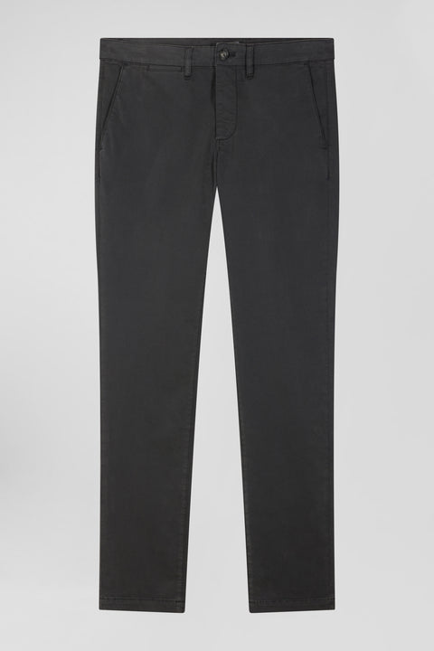 Slim plain anthracite grey chino trousers in stretch cotton - Image 2