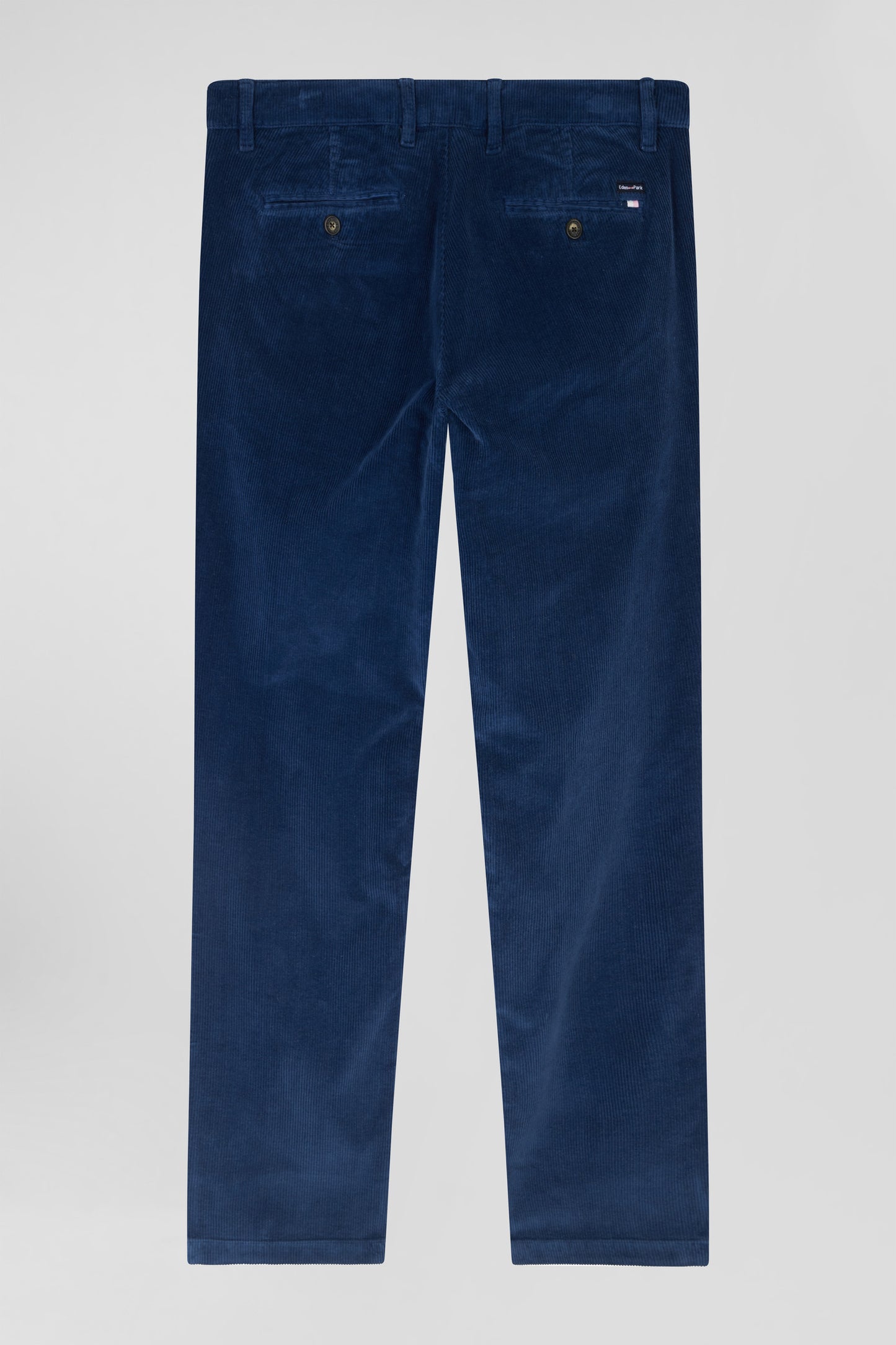 Regular blue stretch cotton velvet chino trousers