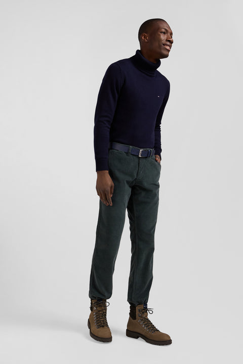 Regular grey stretch cotton velvet chino trousers - Image 3