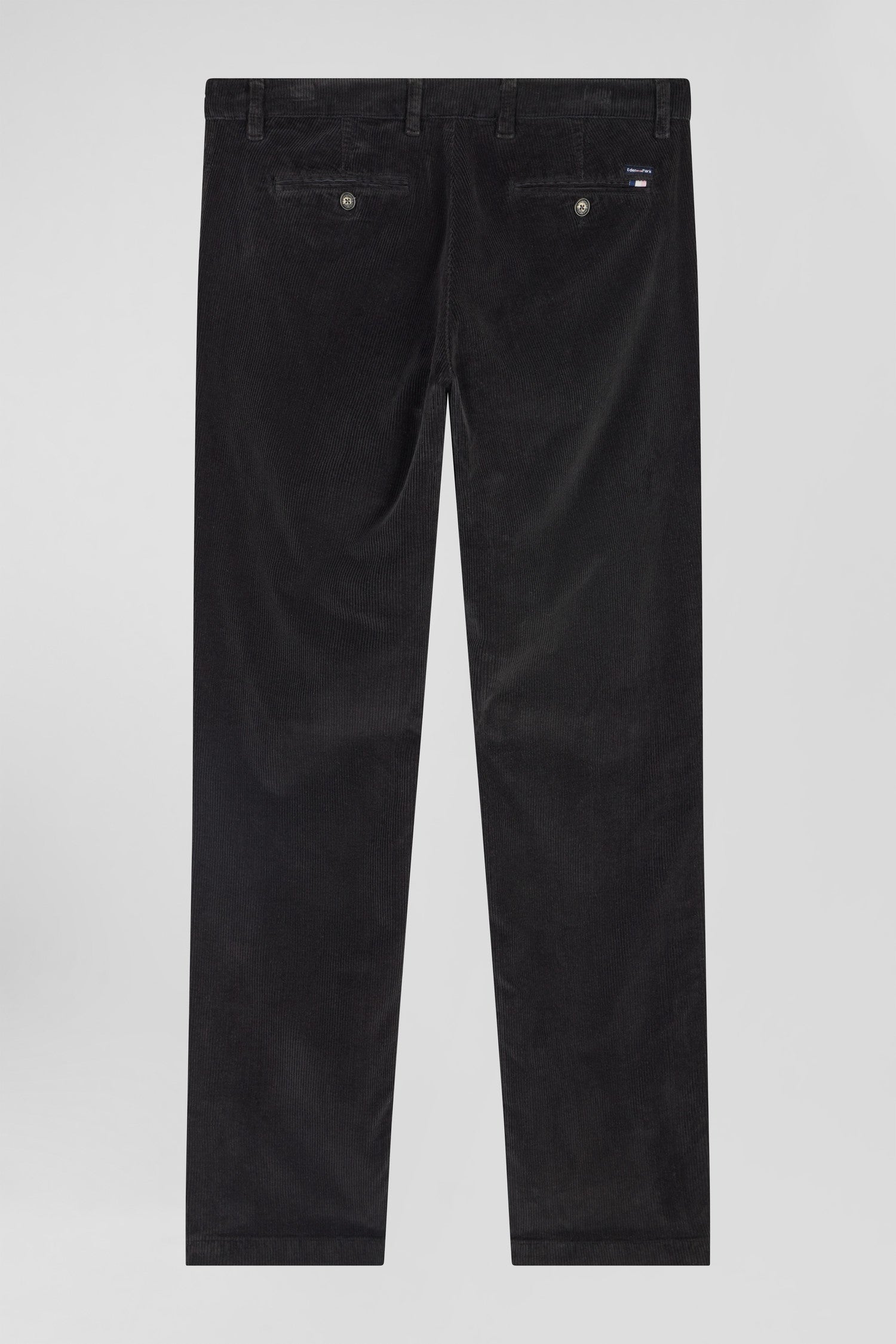 Regular khaki stretch cotton velvet chino trousers