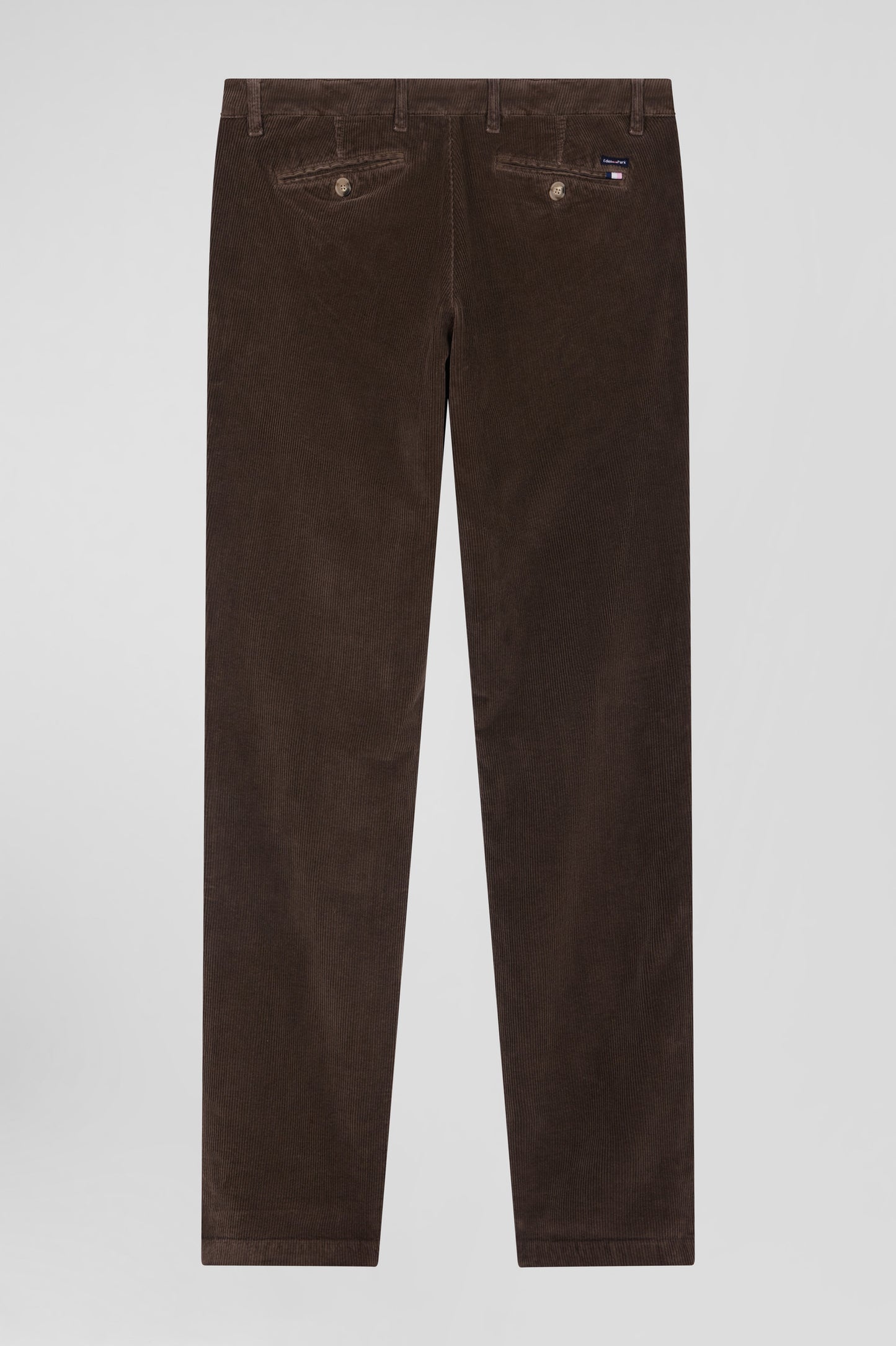 Regular brown stretch cotton velvet chino trousers