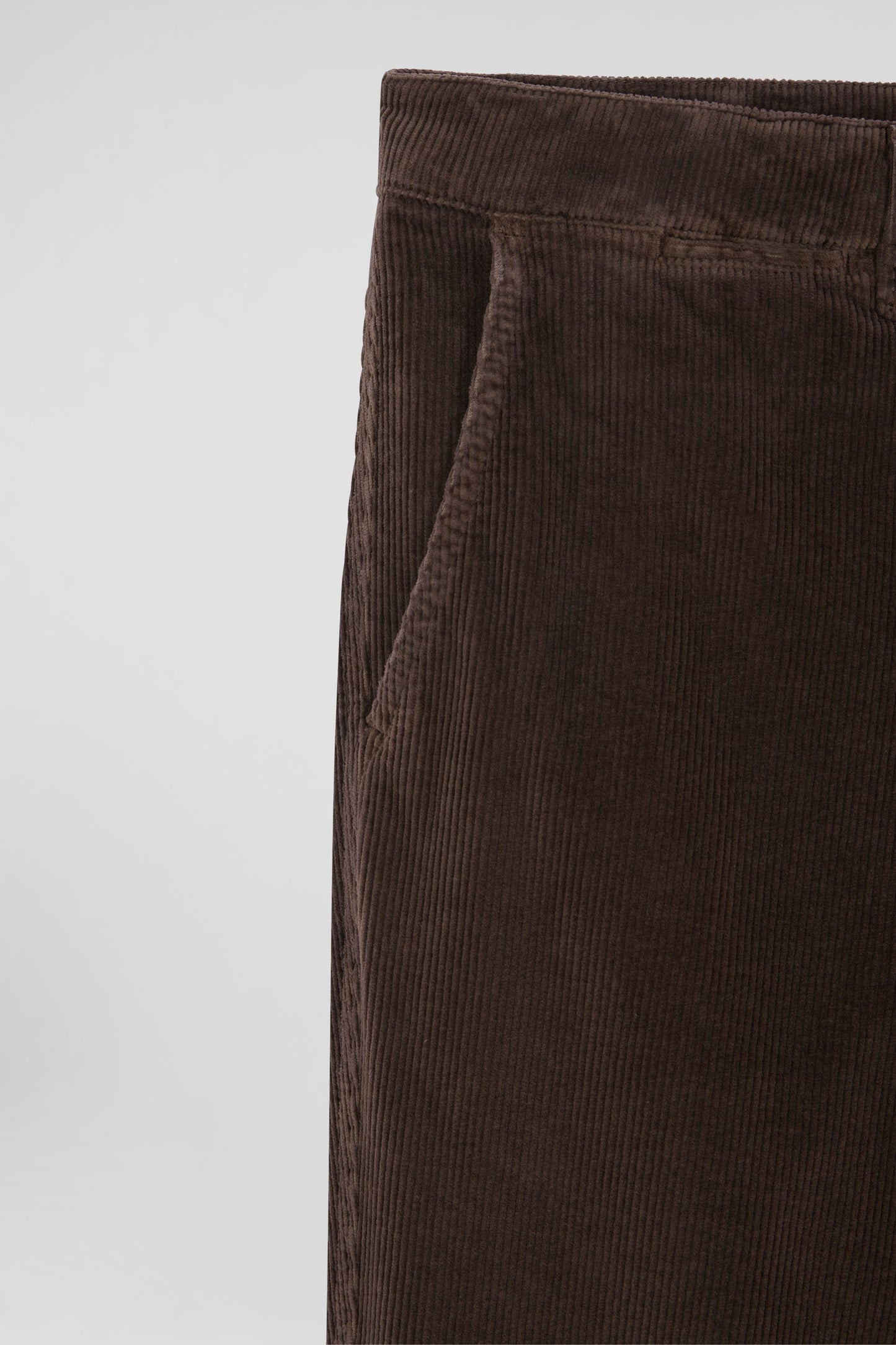 Regular brown stretch cotton velvet chino trousers