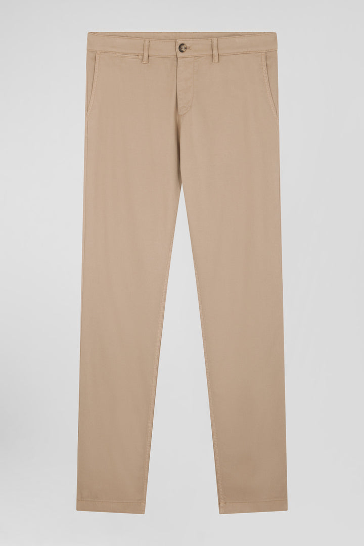 Pantalon chino en piqué de coton stretch et modal chanvre coupe Regular