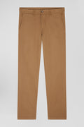 Pantalon chino en piqué de coton stretch et modal beige coupe Regular