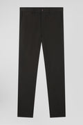 Pantalon chino en piqué de coton stretch et modal kaki coupe Regular