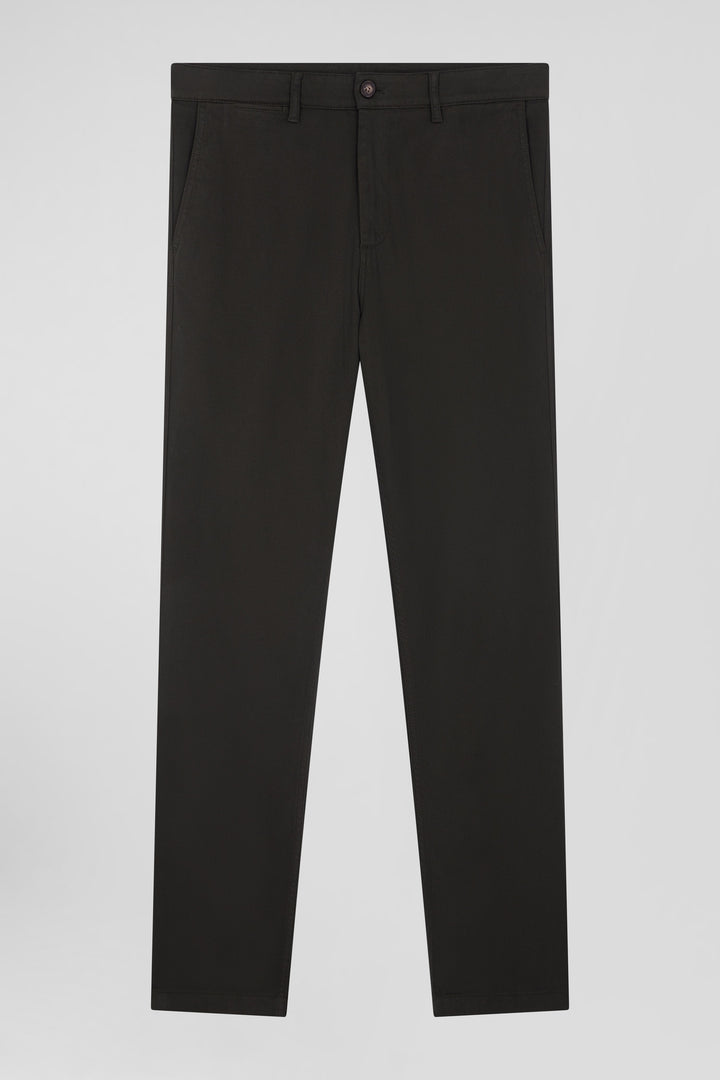 Pantalon chino en piqué de coton stretch et modal kaki coupe Regular