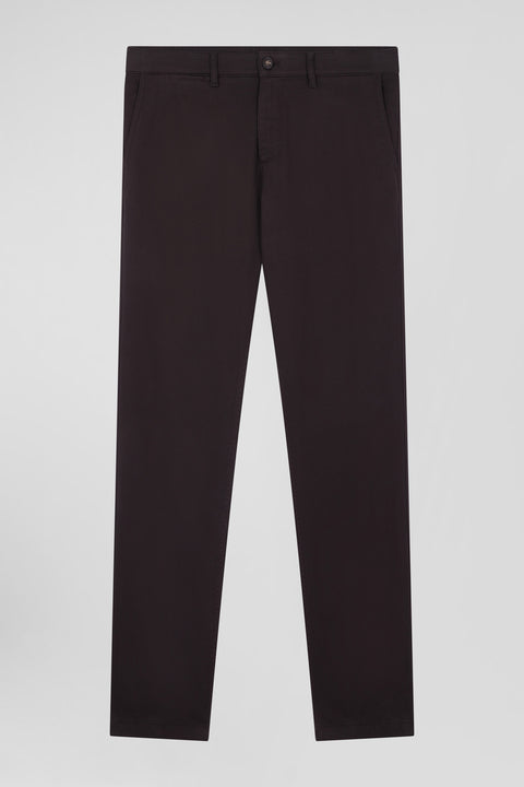 Regular brown stretch cotton piqué and modal chino trousers - Image 2