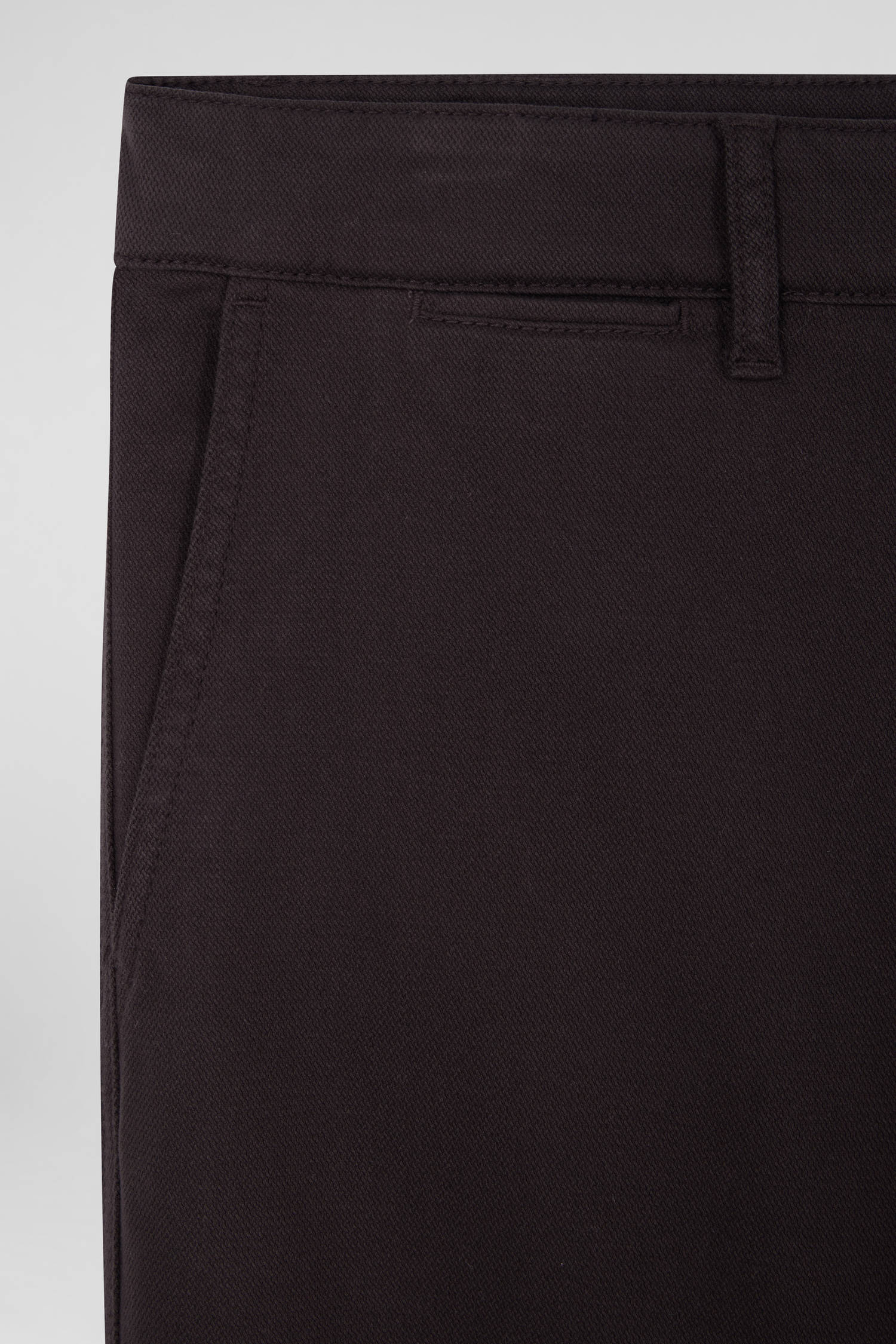 Regular brown stretch cotton piqué and modal chino trousers