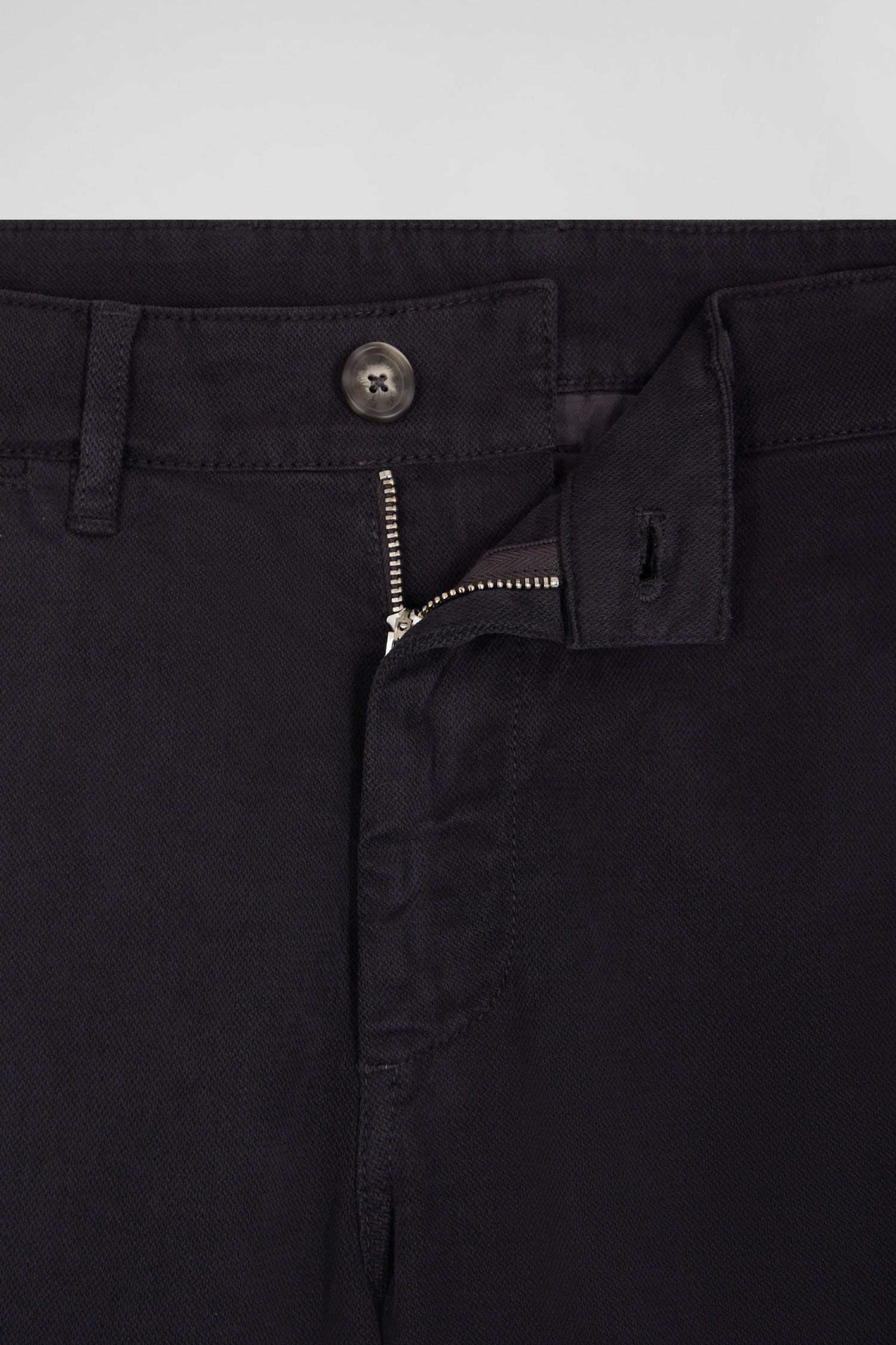 Regular grey stretch cotton piqué and modal chino trousers