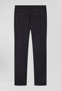 Regular grey stretch cotton piqué and modal chino trousers