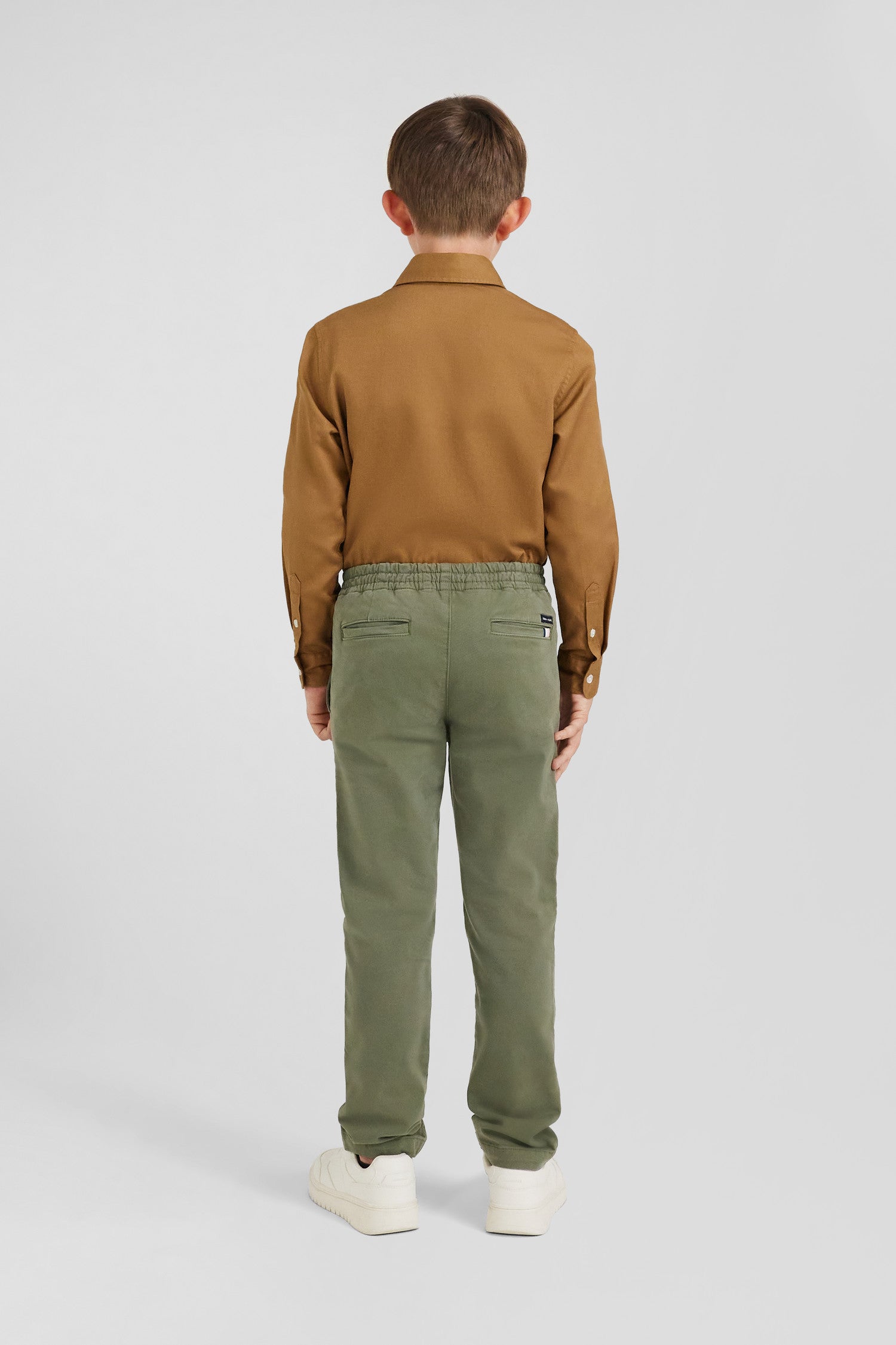 Regular camel stretch cotton chino trousers